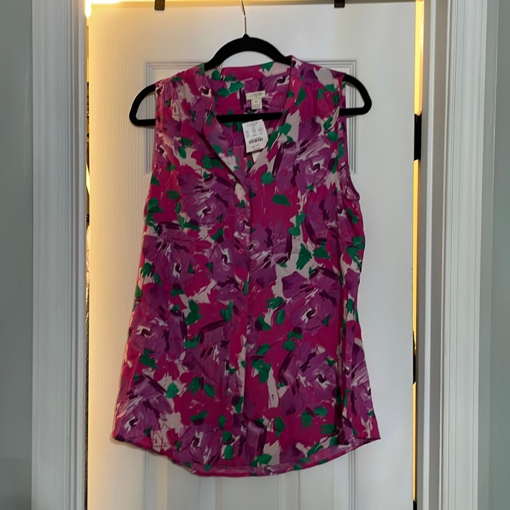 J Crew Button down sleeveless blouse